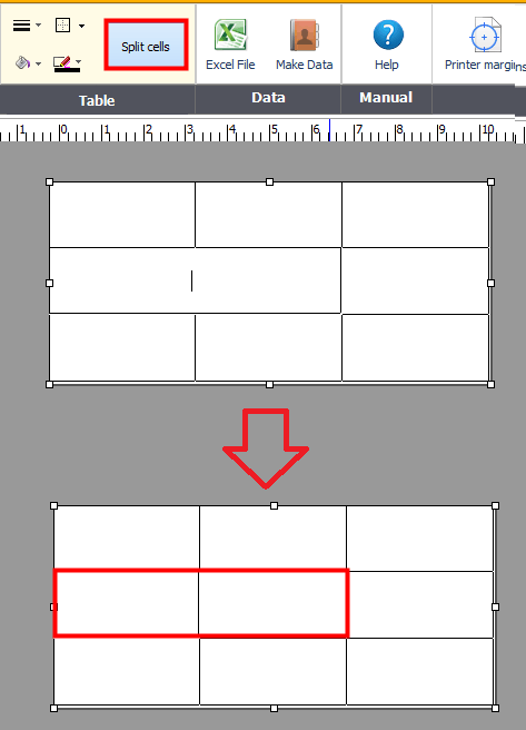 Merge and split selected cells