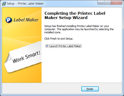 설치완료 화면에서 완료버튼 클릭하시면 프린텍 라벨메이커 설치가 완료됩니다.